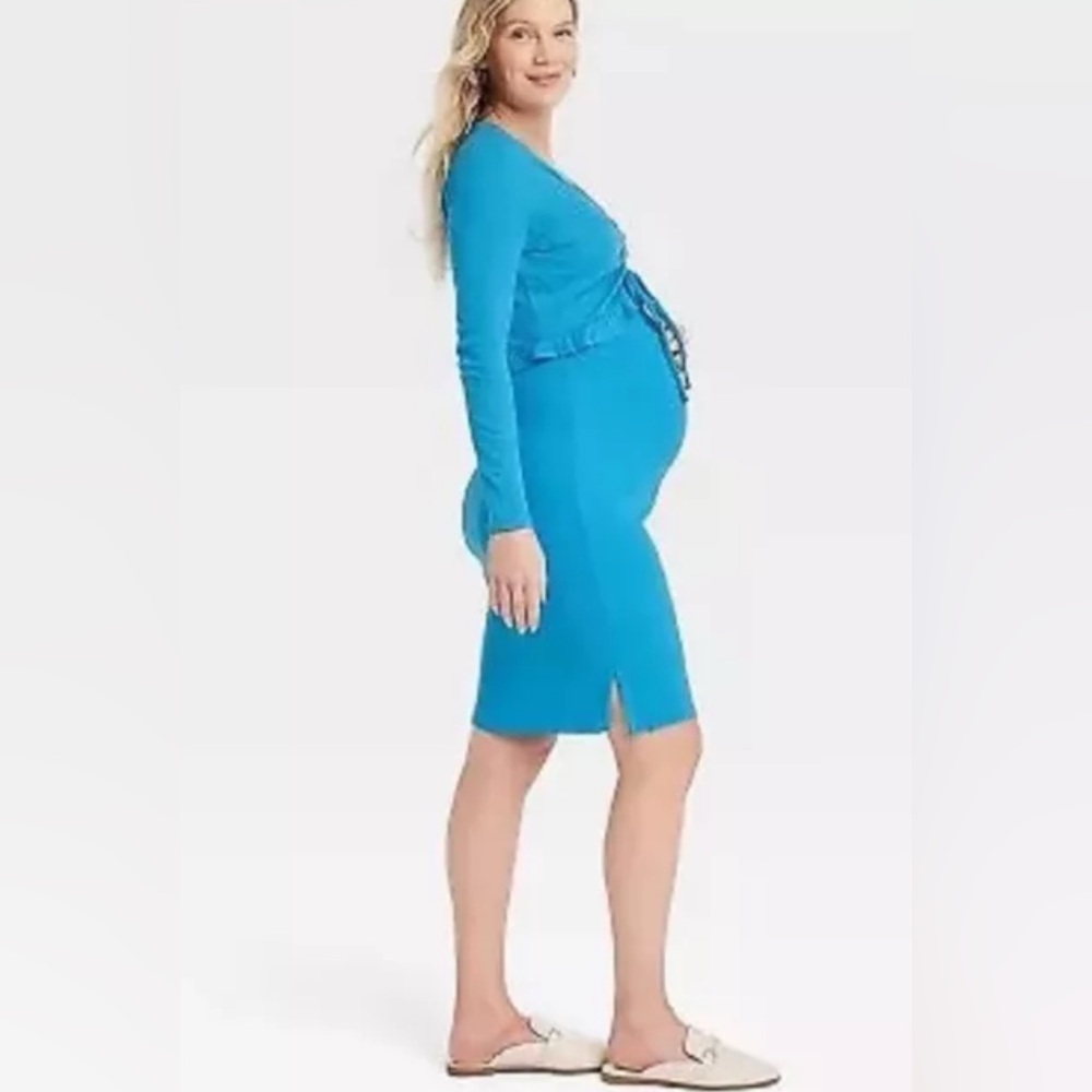 Isabel Bright Teal Blue 2 piece Maternity Dress